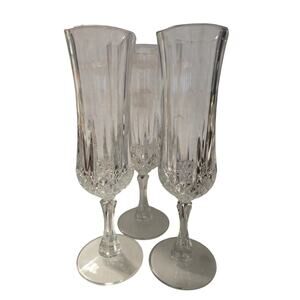 St. George Lead Crystal ‎ Fluted Champagne Flute Goblet(s) Lot Of 3